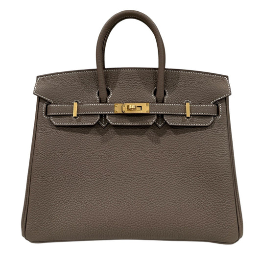Hermes Birkin 25 Etoupe Gray Togo Leather Gold Hardware Handbag NEW