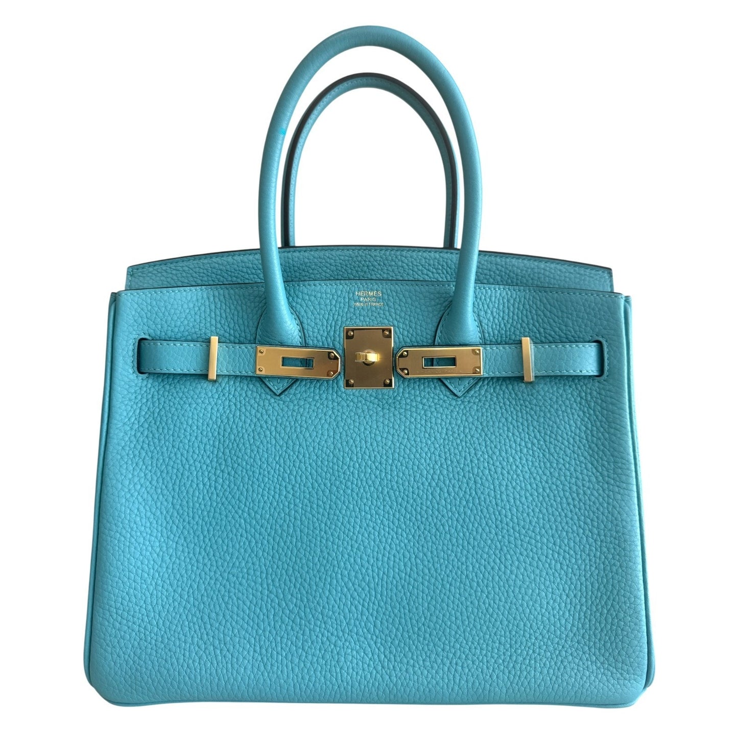 Hermes Birkin 30 Blue Saint Cyr Bleu Togo Leather Gold Hardware Rare