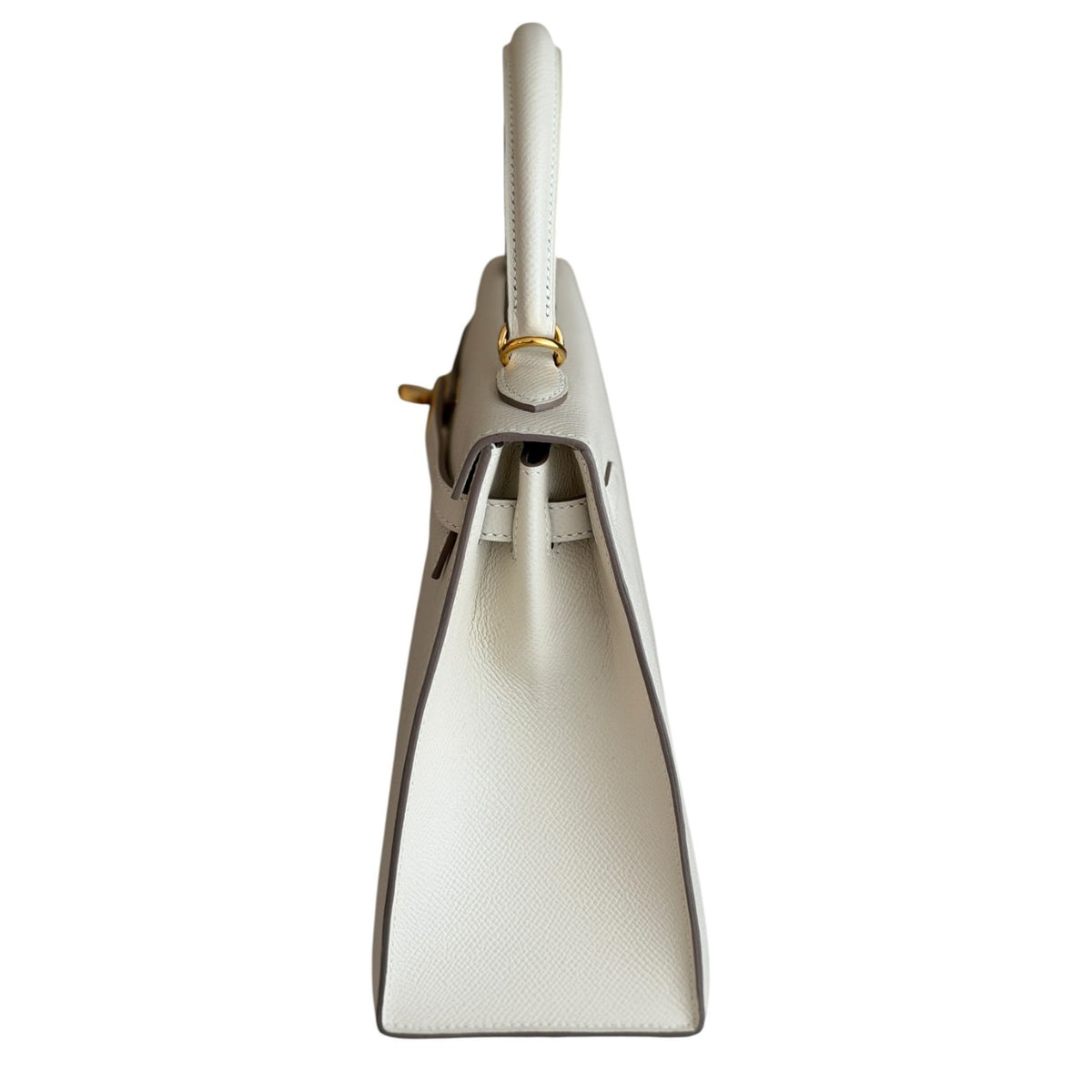 Hermes Kelly 25 Sellier Craie White Epsom Leather Gold Hardware