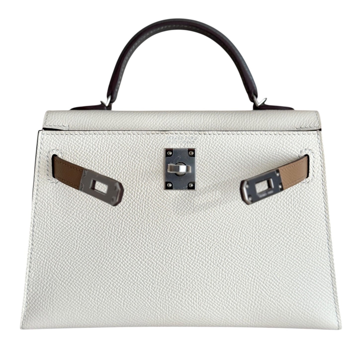 Hermes Mini Kelly Tri Color Nata , Chai and Gris Meyer Epsom Palladium Hardware