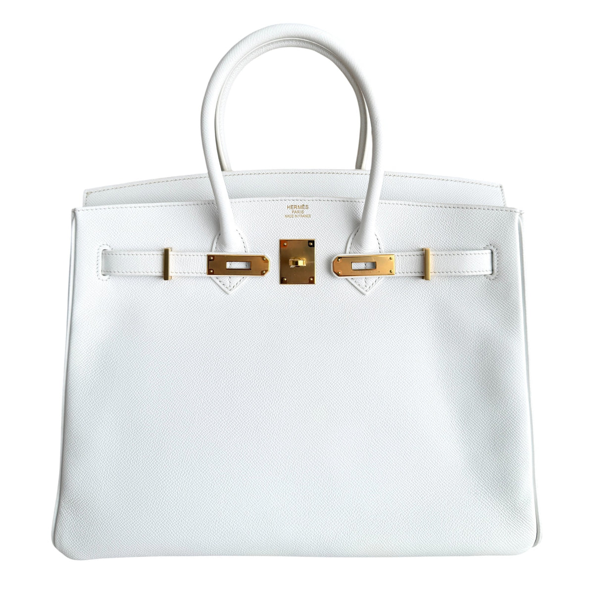 Hermes Birkin 35 Blanc White Epsom Leather Gold Hardware RARE