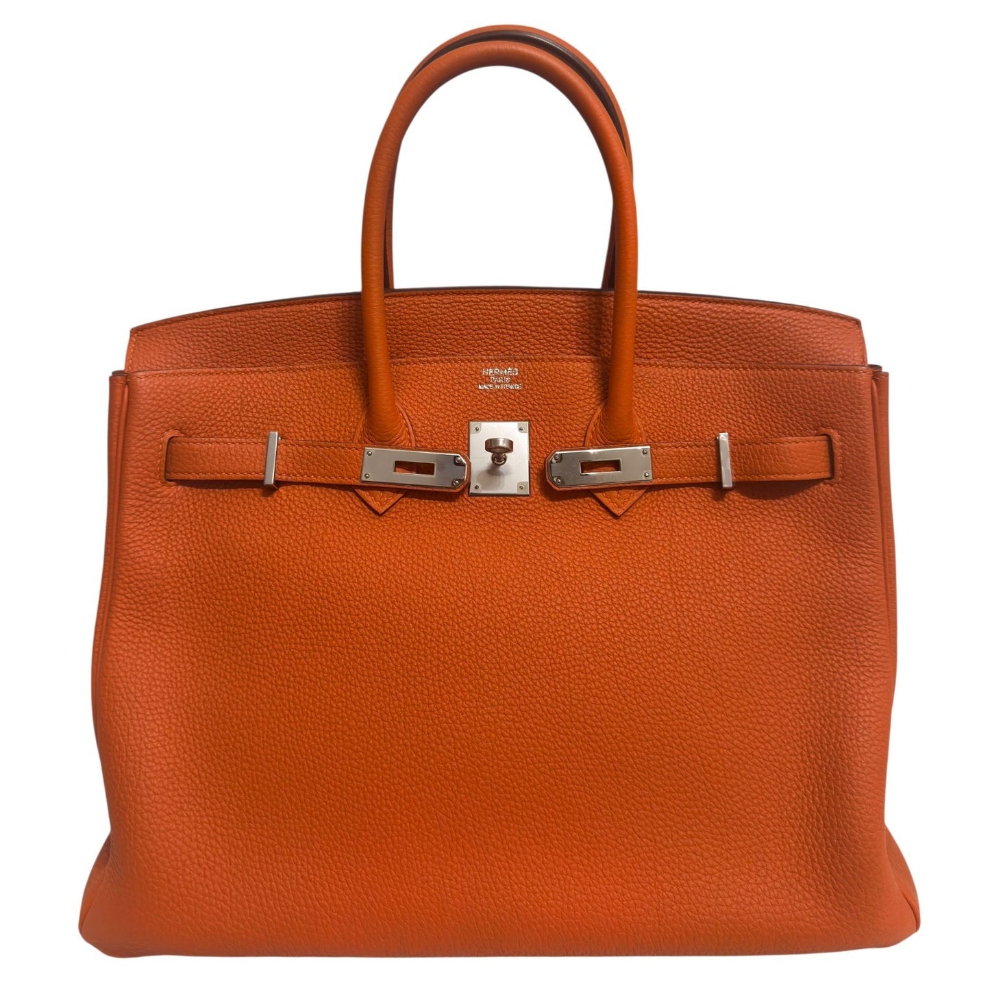 Hermes Birkin 35 Orange Togo Leather Palladium Hardware RARE