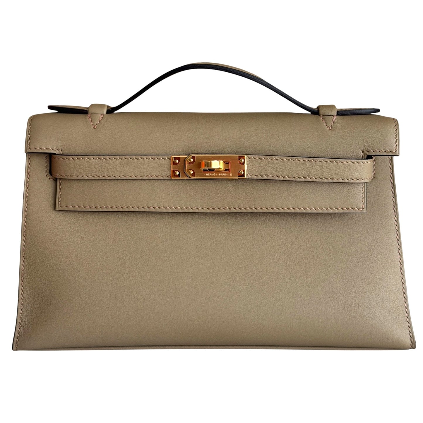 Hermes Kelly Mini Pochette Beige Marfa Tan Leather Gold Hardware RARE