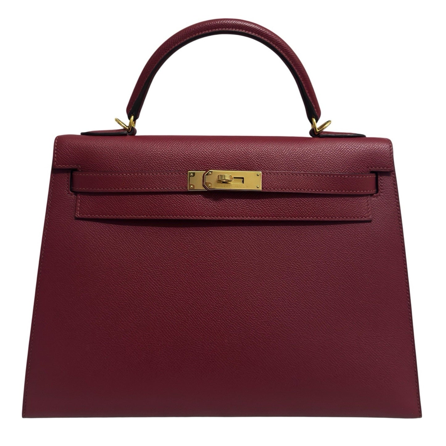 Hermes Kelly 32 Sellier Rouge Grenat Red Leather Gold Hardware