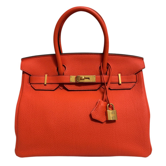 Hermes Birkin 30 Feu Orange Leather Gold Hardware RARE