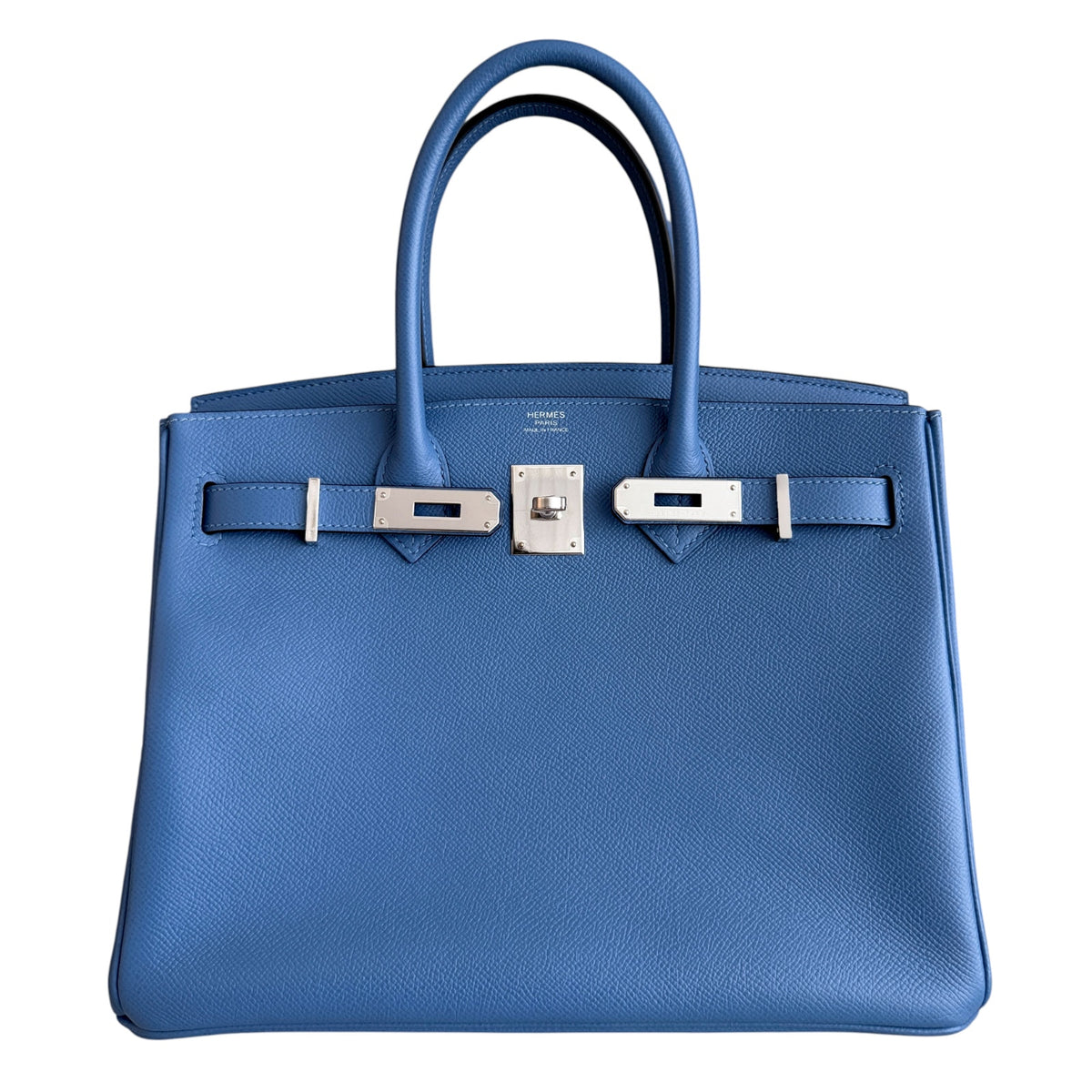 Hermes Birkin 30 Blue Azure Epsom Leather Palladium Hardware Rare