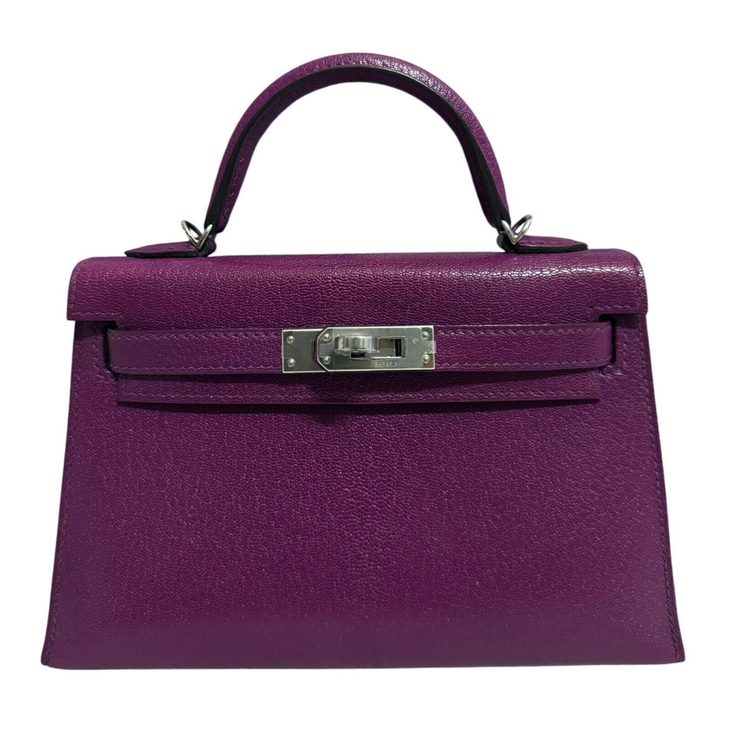 Hermes Kelly Mini 20 Anemone Purple Chèvre Leather Palladium Hardware RARE