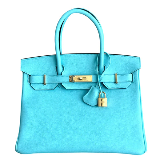 Hermes Birkin 30 Blue Atoll Epsom Leather Gold Hardware