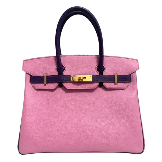 Hermes Birkin 30 Special Order Bubblegum Pink Ultra Violet Epsom Brushed Gold