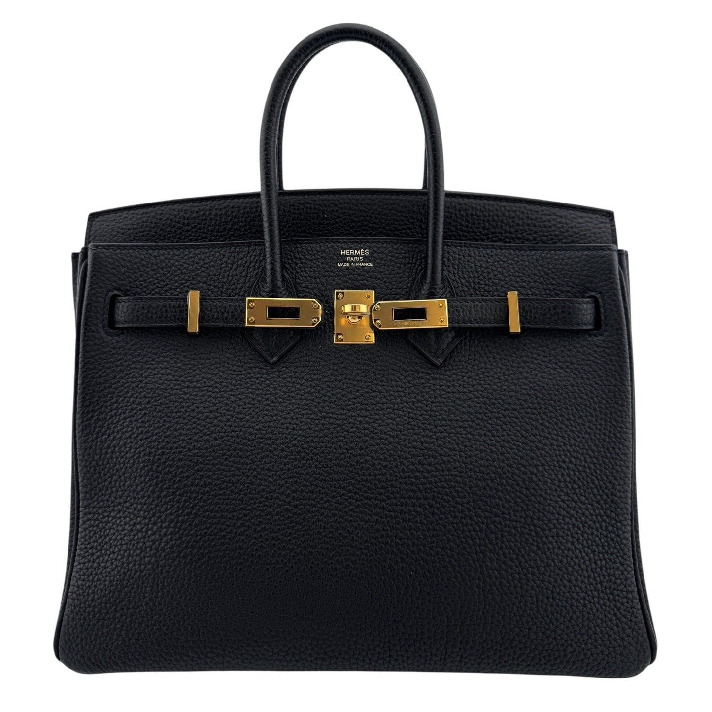 Hermes Birkin 25 Black Noir Togo Leather Gold Hardware Handbag