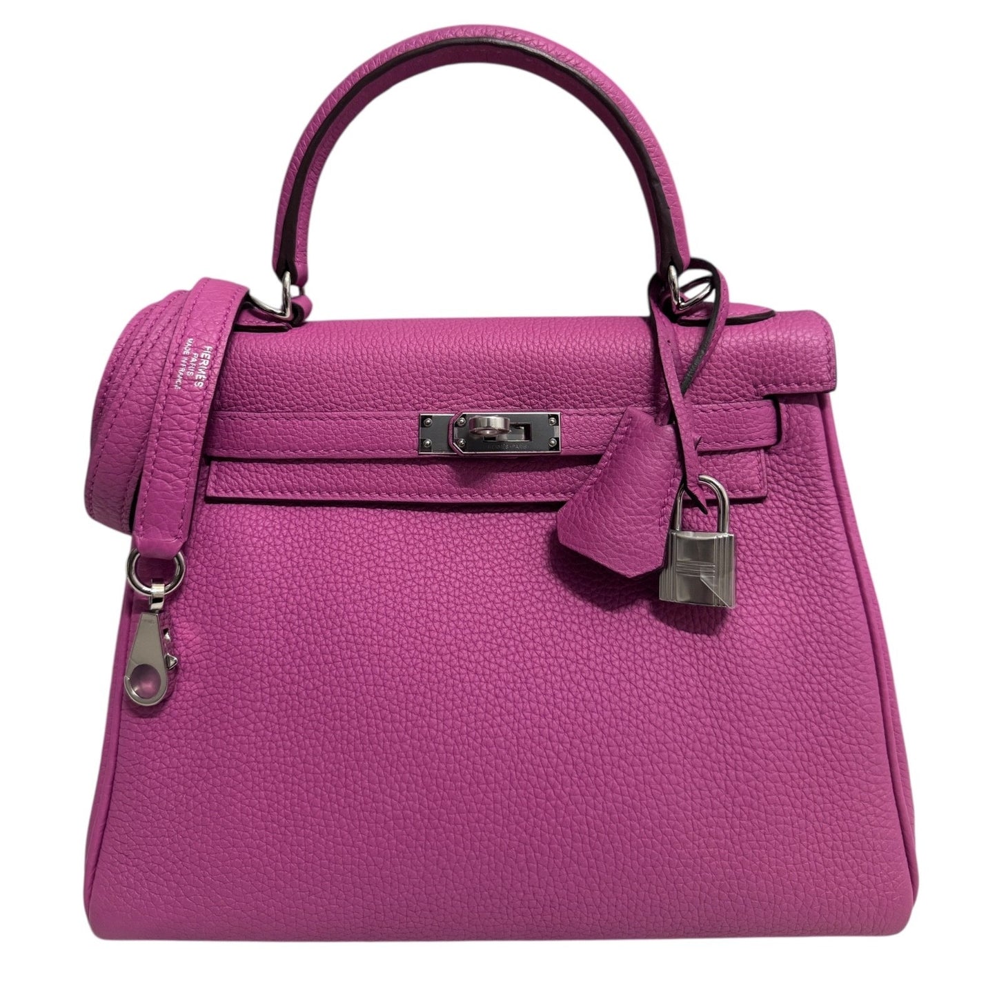 Hermes Kelly 25 Magnolia Pink Purple Togo Leather Palladium Hardware