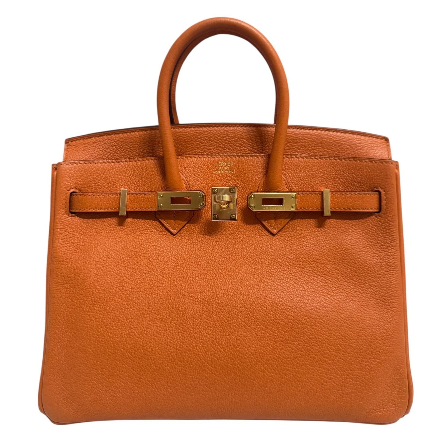 Hermes Birkin 25 Apricot Orange Leather Gold Hardware RARE