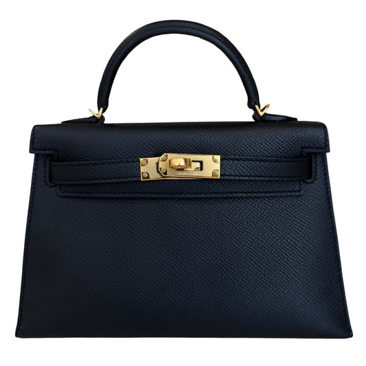 Hermes Kelly Mini 20 Black Noir Epsom Leather Gold Hardware
