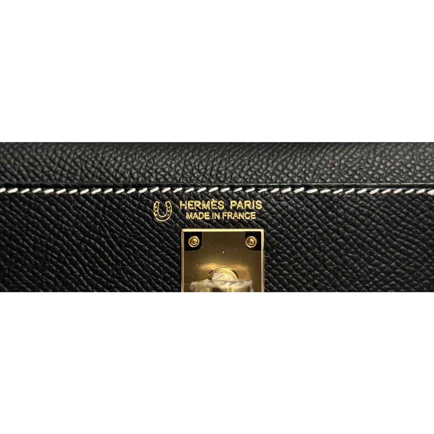 Hermes Kelly Mini 20 Special Order Black & Craie Epsom Leather Permabrass HWR