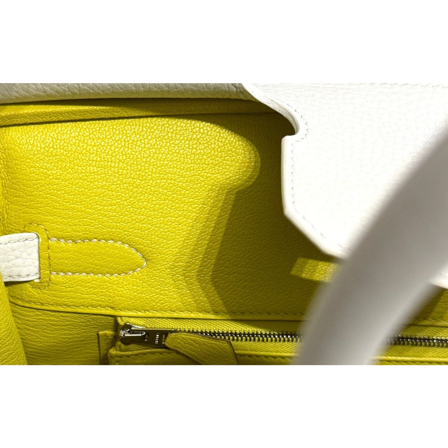 Hermes Birkin 30 Special Order White & Lime Leather Brushed Palladium Hardware