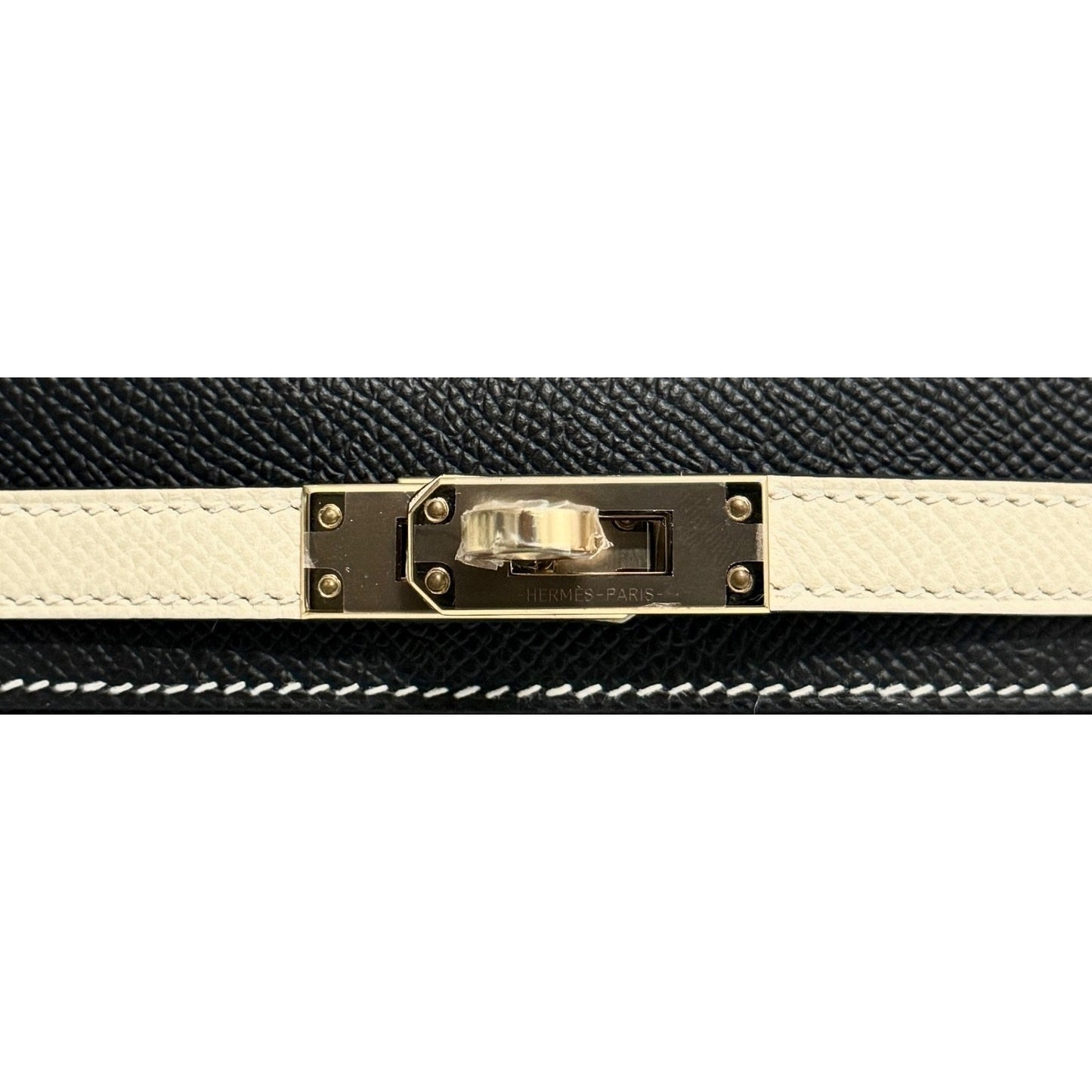 Hermes Kelly Mini 20 Special Order Black & Craie Epsom Leather Permabrass HWR