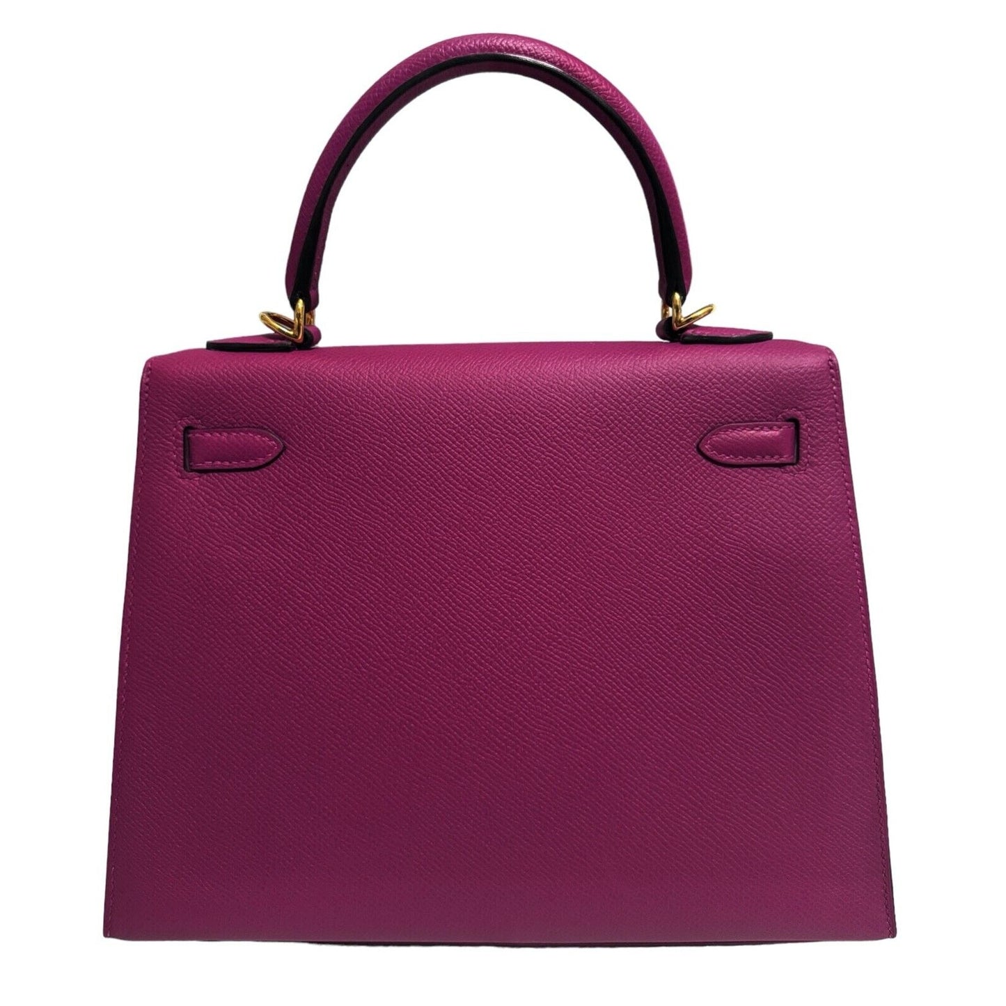 Hermes Kelly 25 Sellier Rose Pourpre Pink Purple Epsom Leather Gold Hardware