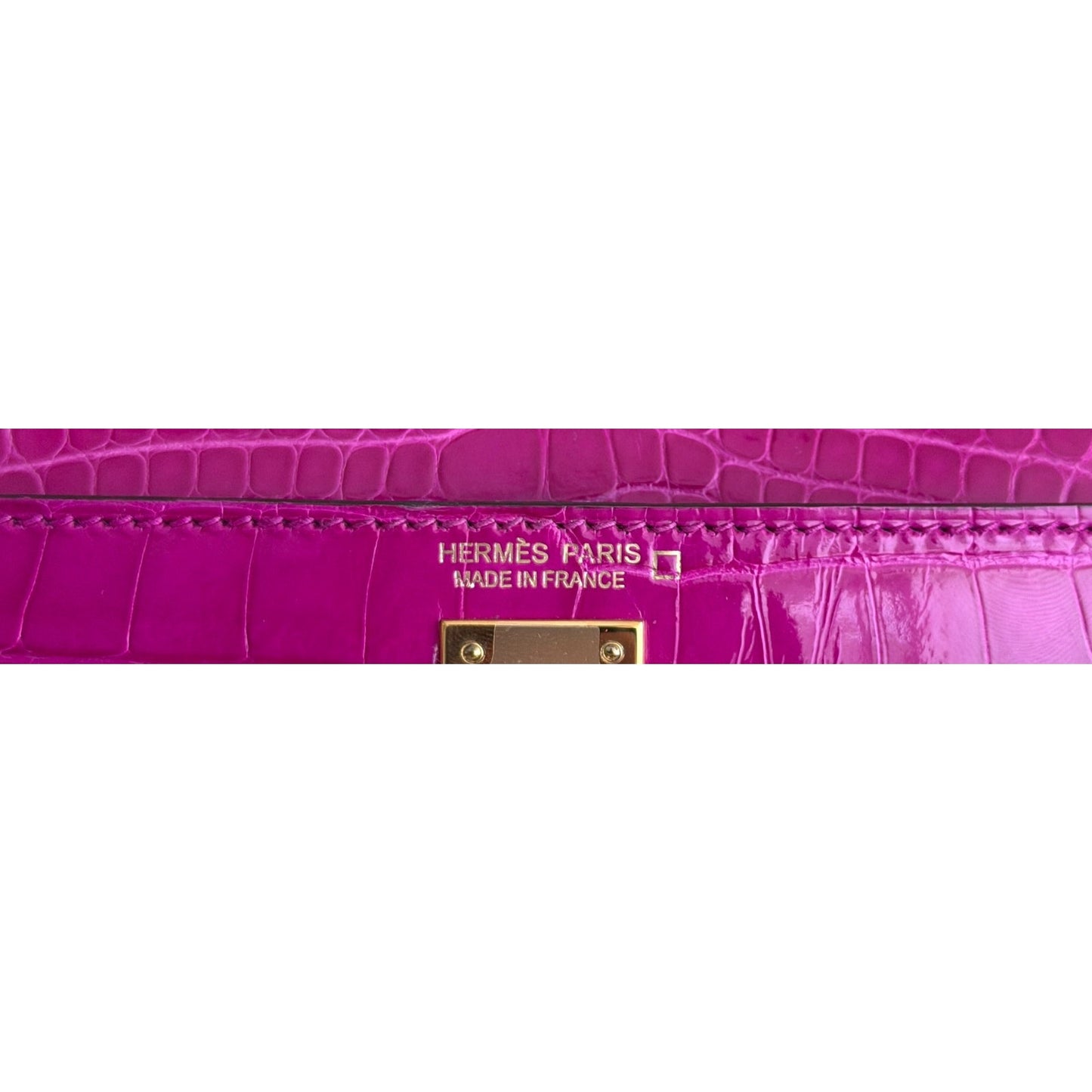 Hermes Kelly Mini 20 Shinny Alligator Leather Rose Scheherazade Gold Hardware