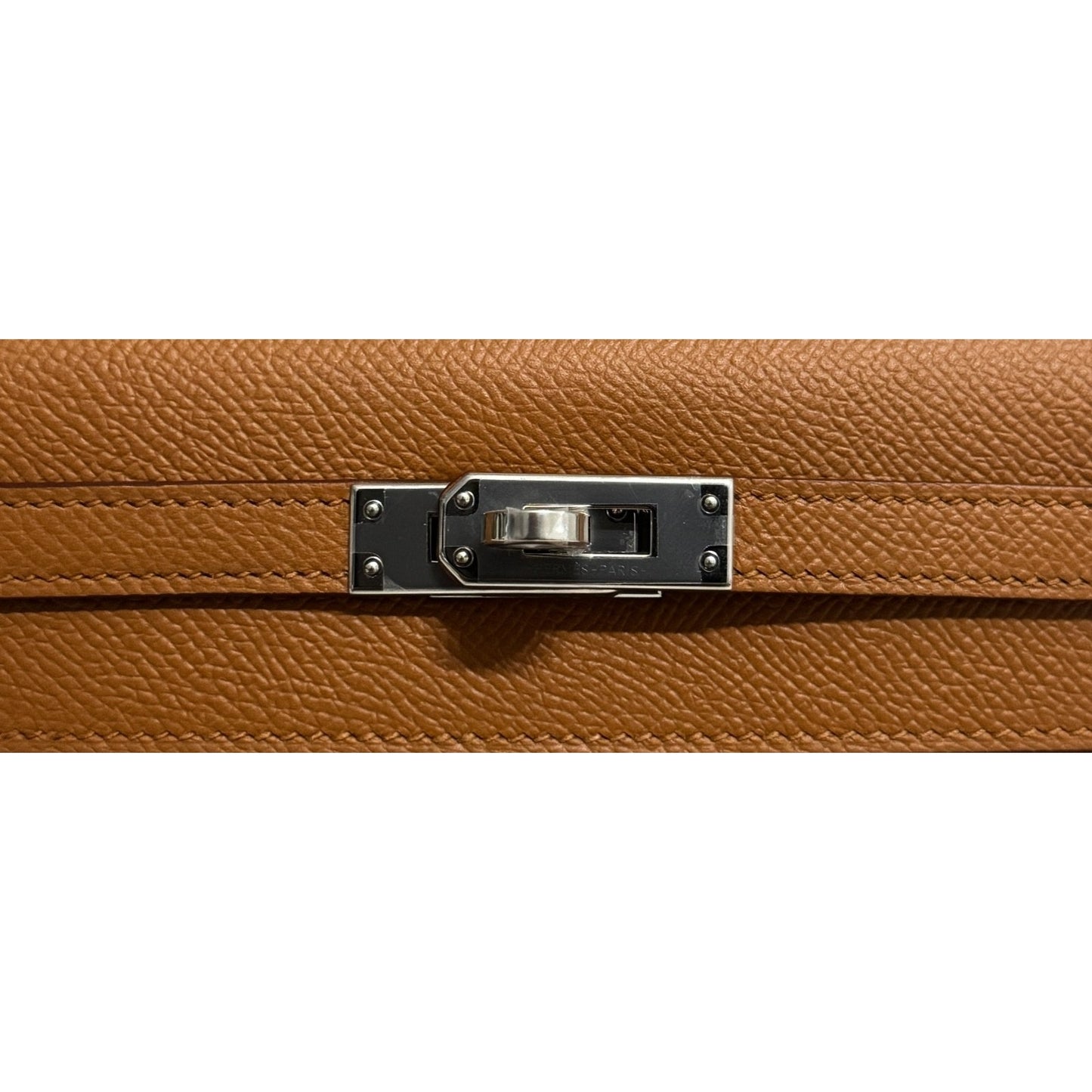 Hermes Kelly 25 Sellier Verso Gold Tan Jaune Ambre Epsom Leather Palladium HWR