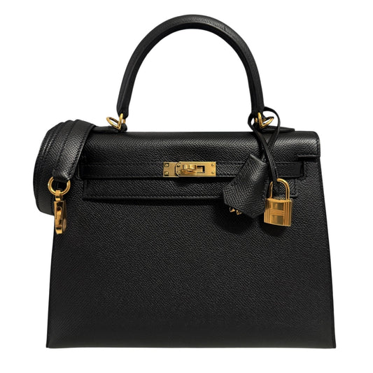 Hermes Kelly 25 Sellier Black Noir Epsom Leather Gold Hardware