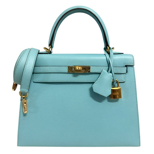 Hermes Kelly 25 Sellier Blue Atoll Tiffany Blue Epsom Leather Gold Hardware Rare