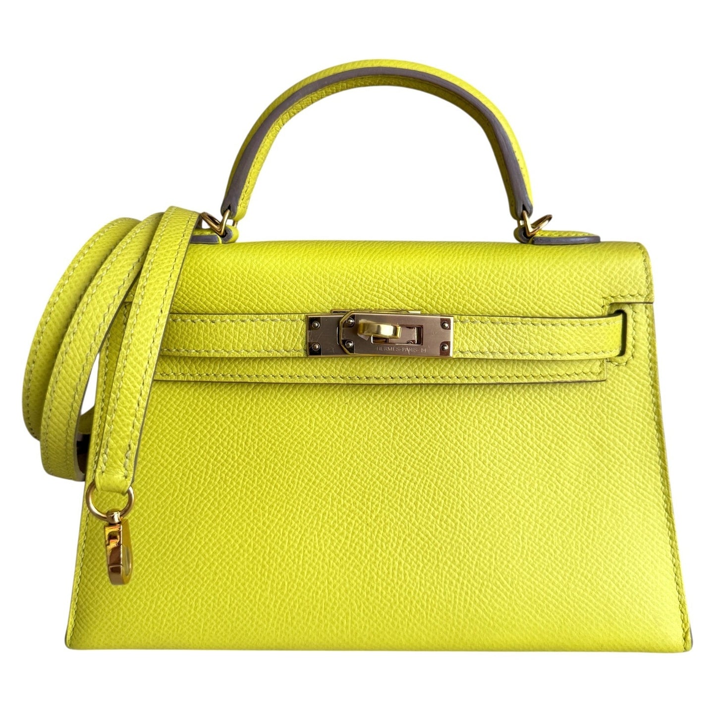 Hermes Kelly Mini 20 Lime Yellow Epsom Leather Gold Hardware