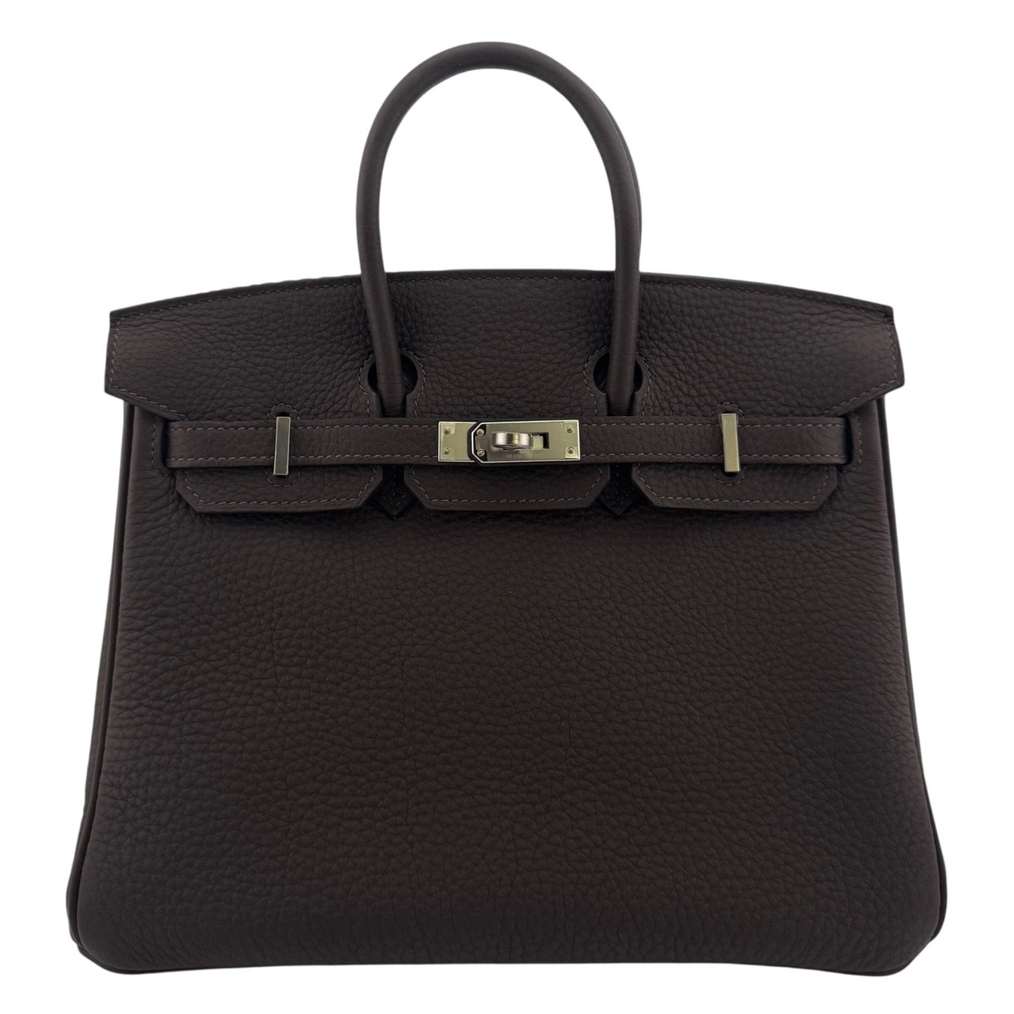 Hermes Birkin 25 Verso Ebene Brown & Gold Tan Togo Leather Palladium Hardware