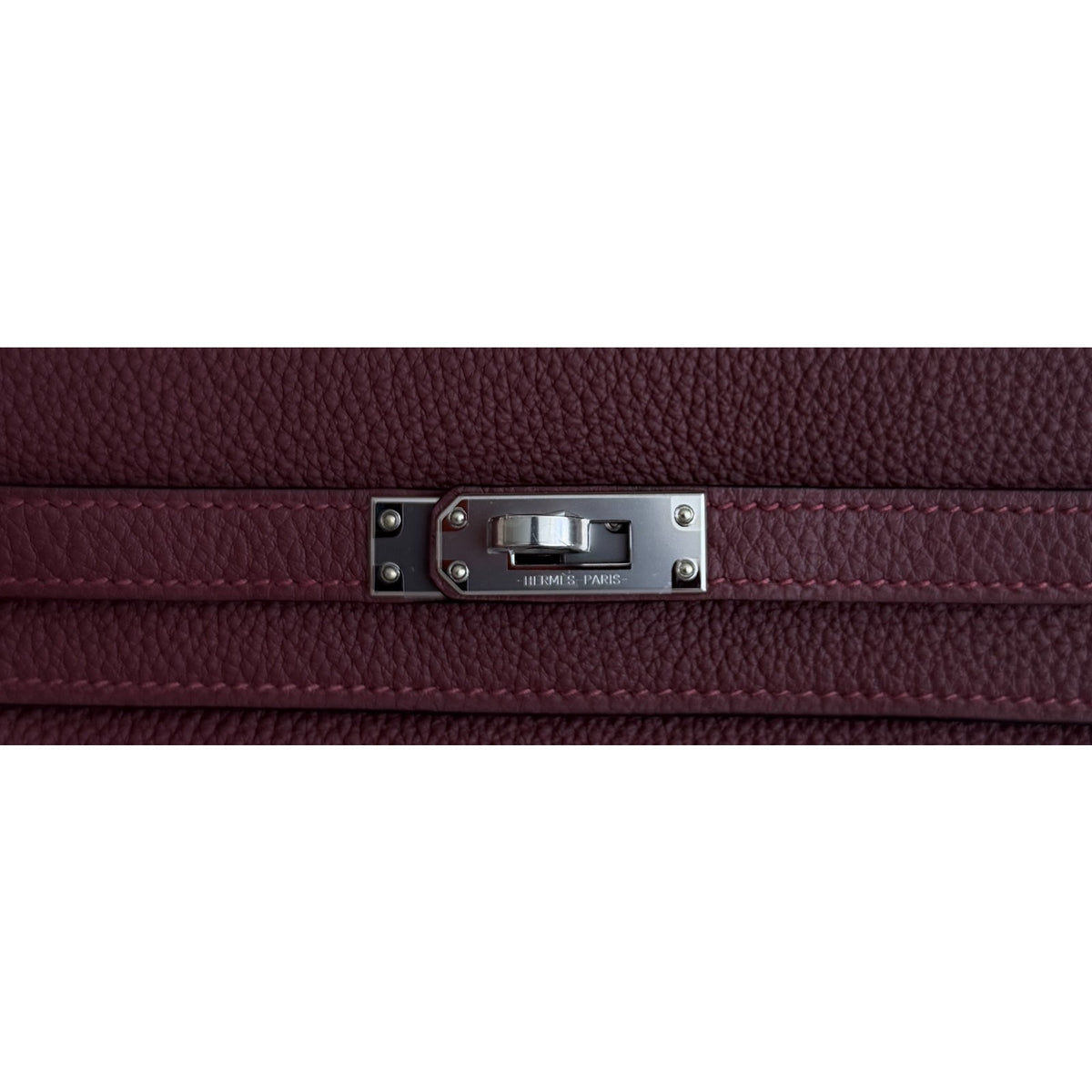 Hermes Kelly 25 Rouge H Red Togo Leather Palladium Hardware RARE
