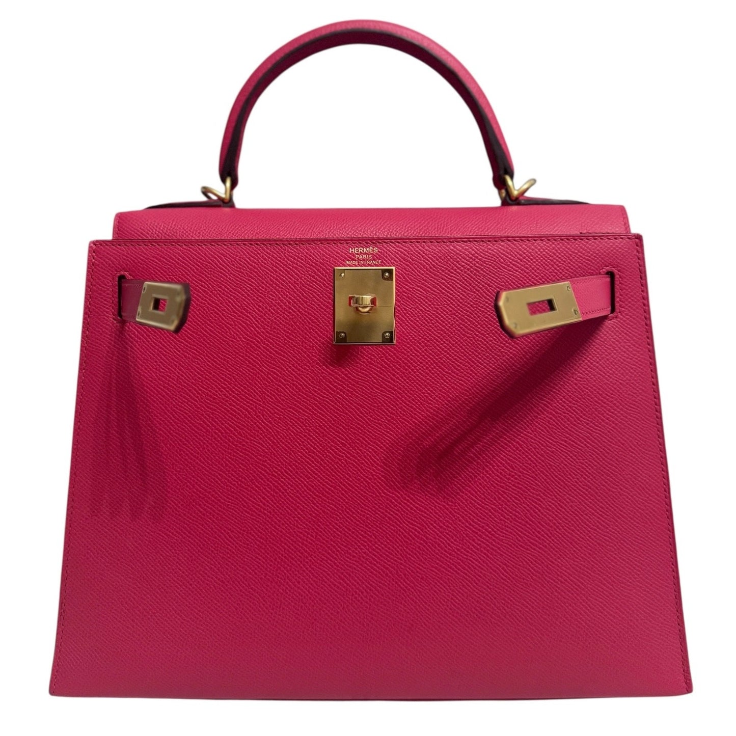 Hermes Kelly 28 Sellier Pink Rose Extreme Epsom Leather Gold Hardware