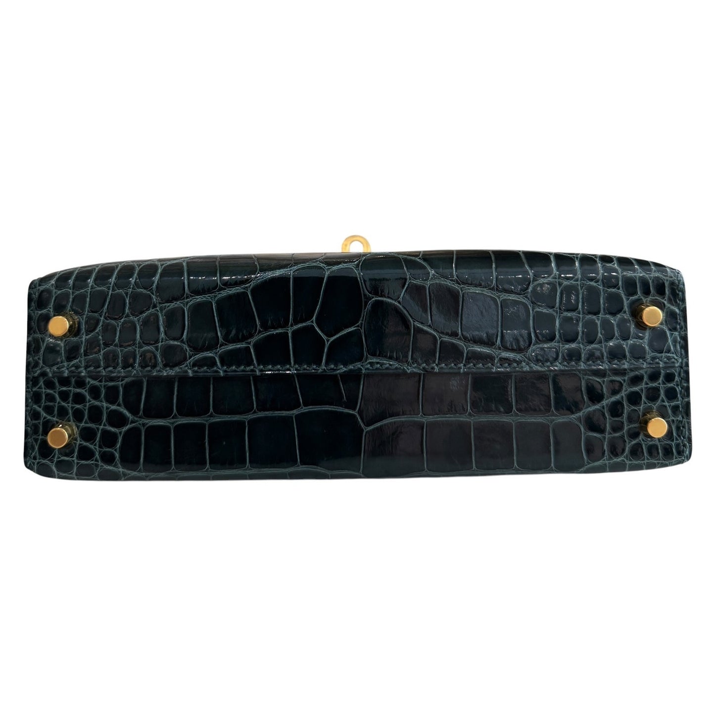 Hermes Kelly Mini 20 Shinny Alligator Leather Vert Cypress Green Gold Hardware
