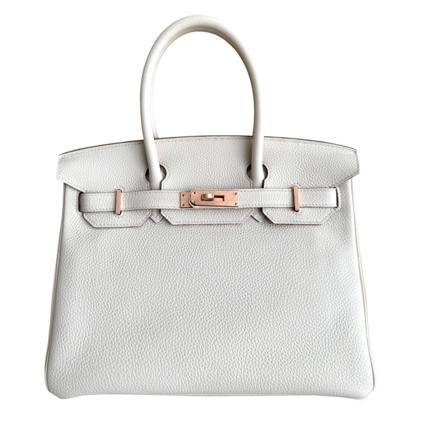 Hermes Birkin 30 Craie White Togo Leather Rose Gold Hardware Handbag