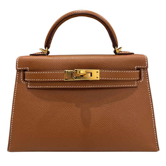 Hermes Kelly Mini 20 Gold Tan Epsom Leather Gold Hardware