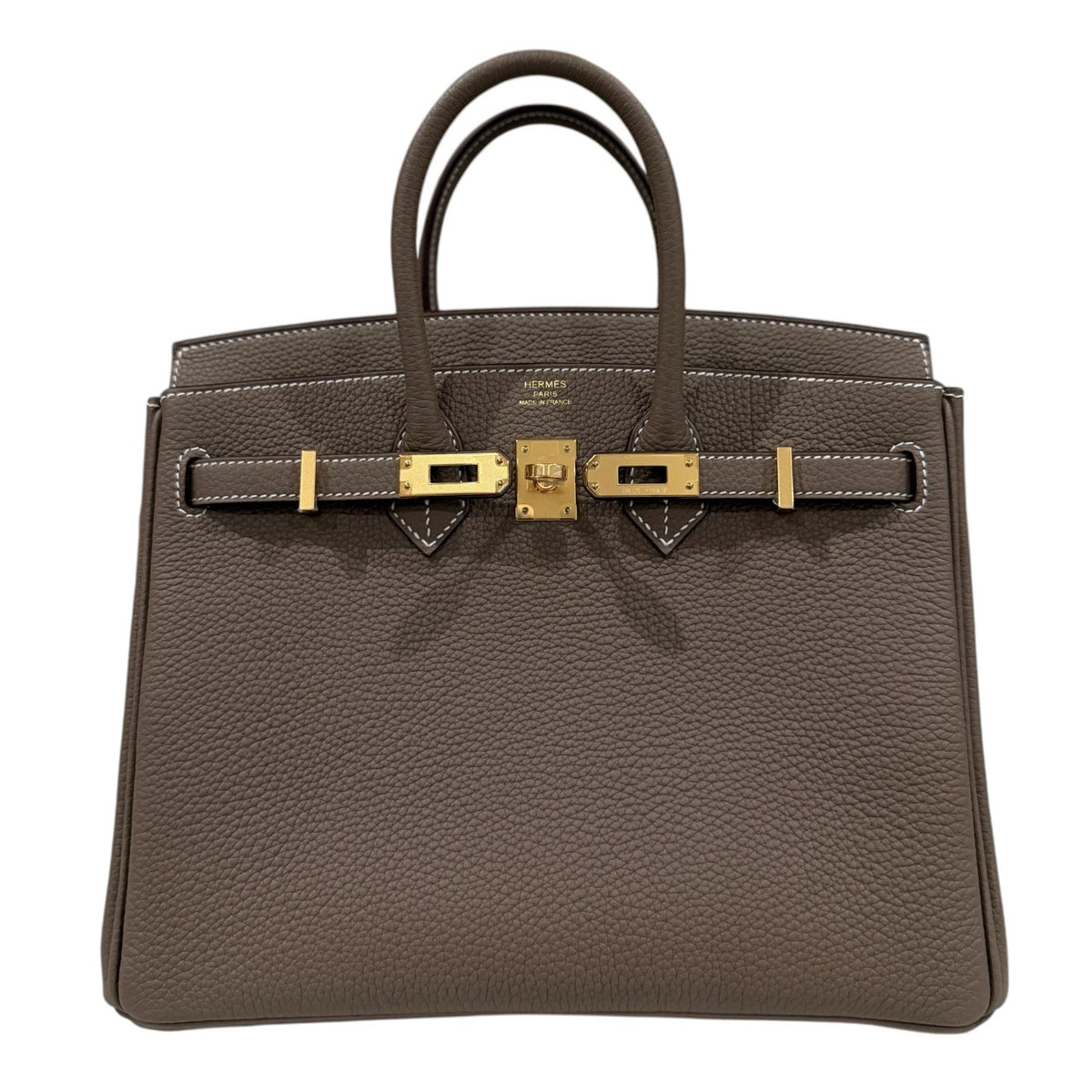 Hermes Birkin 25 Etoupe Gray Togo Leather Gold Hardware Handbag NEW