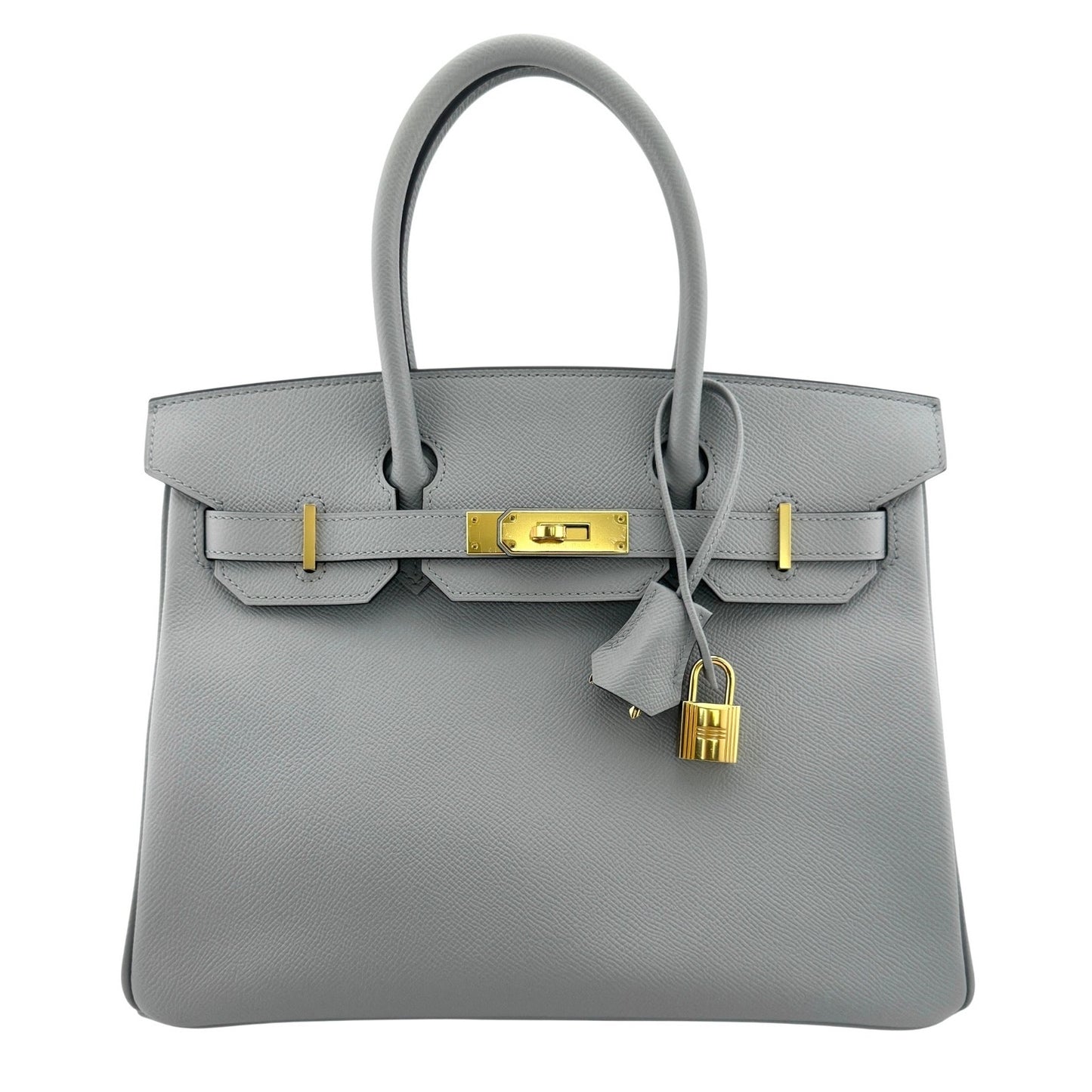 Hermes Birkin 30 Blue Glacier Gray Epsom Leather Gold Hardware RARE