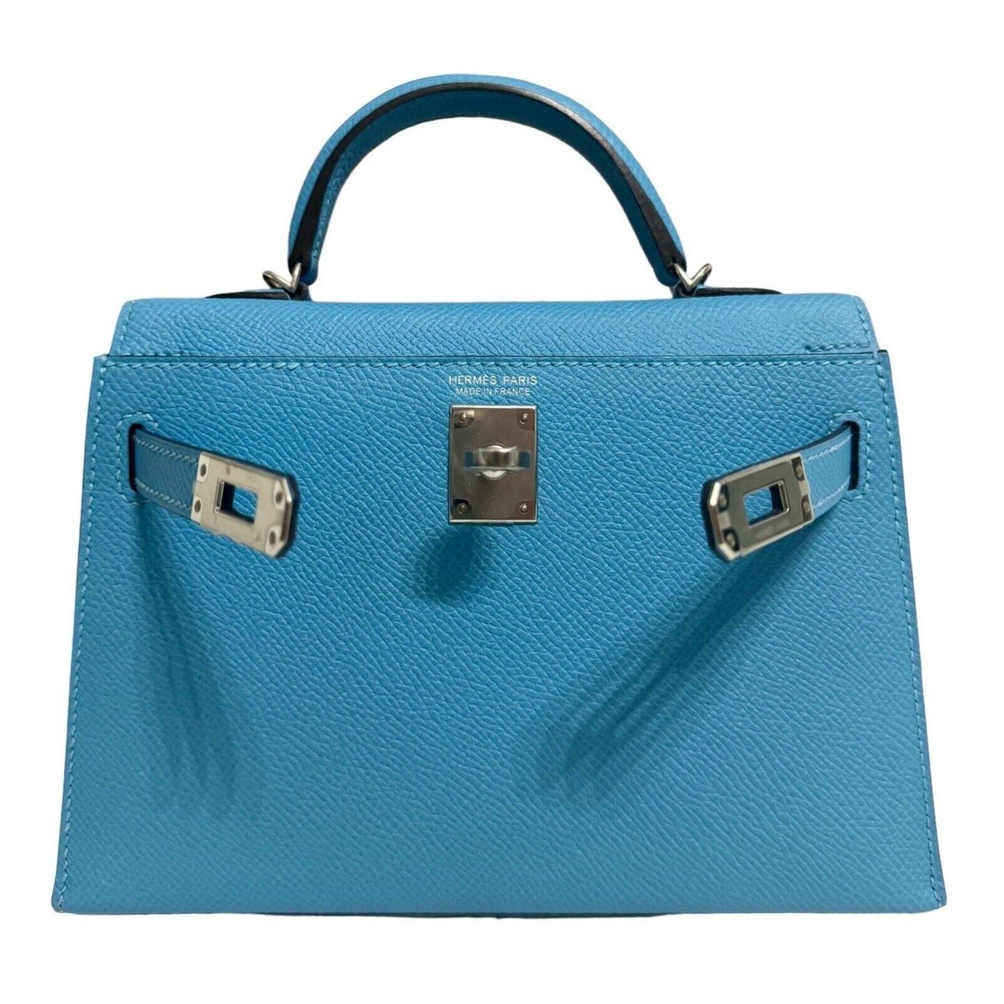 Hermes Kelly Mini 20 Bleu du Nord Blue Epsom Leather Palladium Hardware RARE