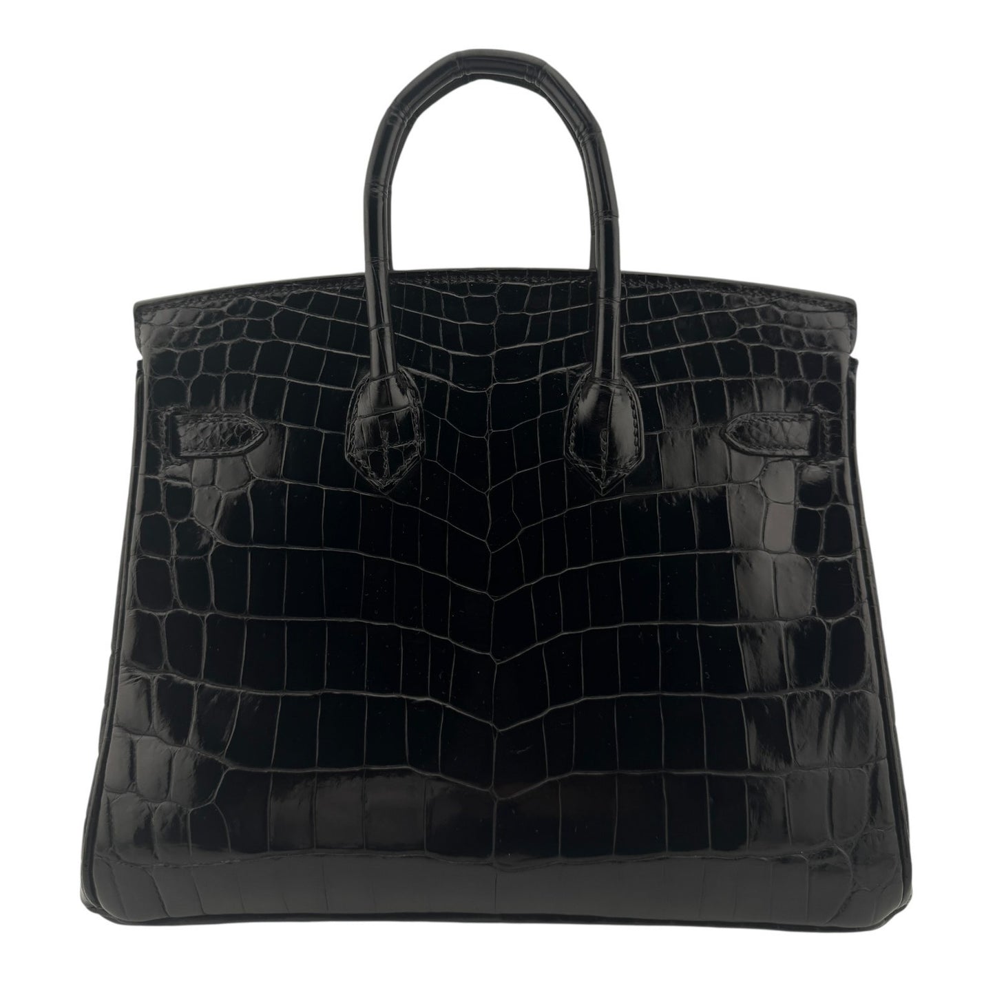 Hermes Birkin 25 Black Noir Niloticus Crocodile Leather Gold Hardware