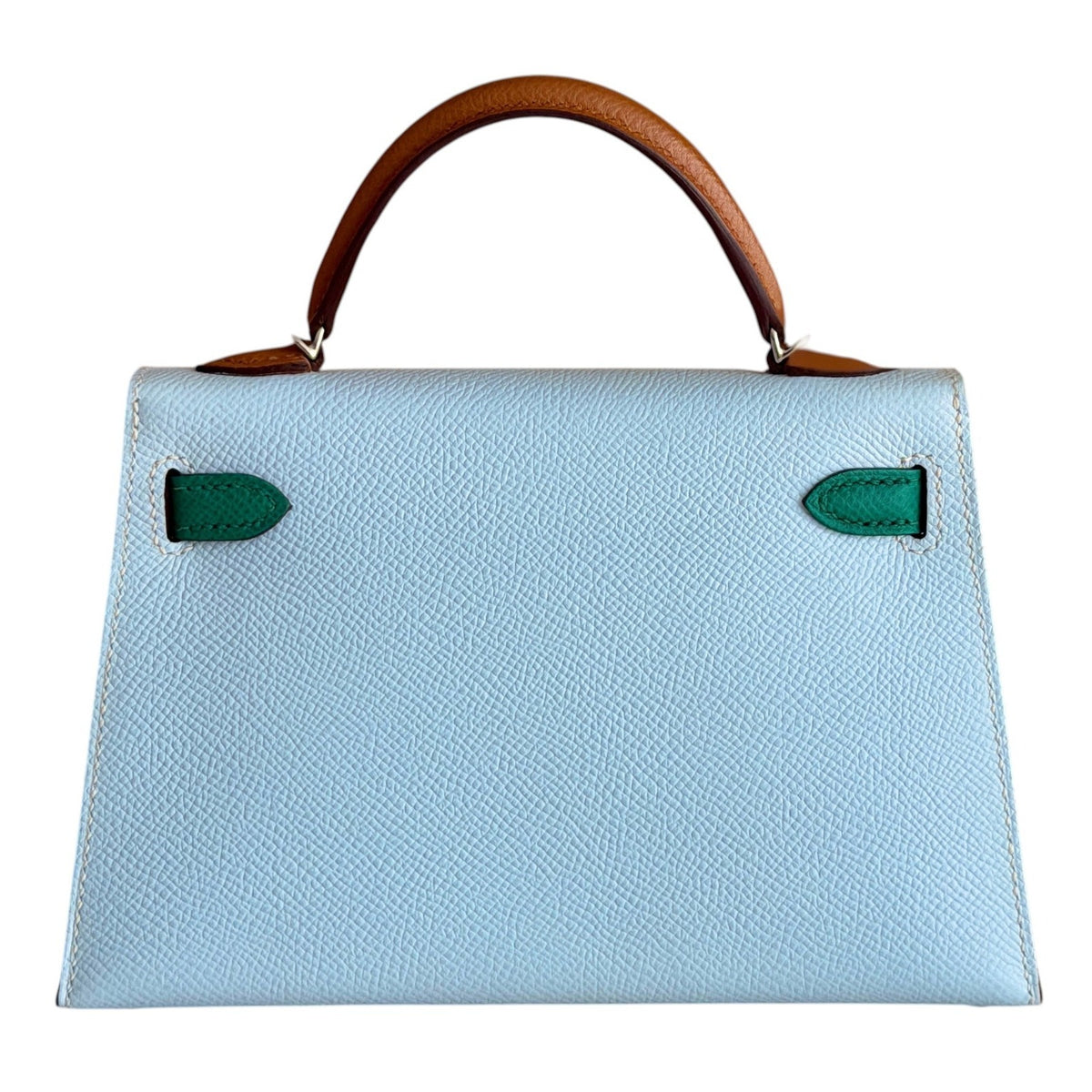 Hermes Mini Kelly Tri Color Blue Brume, Vert Jade, Gold Epsom Palladium Hardware