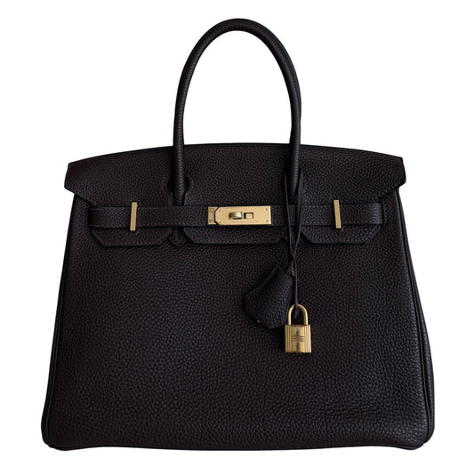 Hermes Birkin 30 Chocolate Brown Togo Leather Gold Hardware Handbag