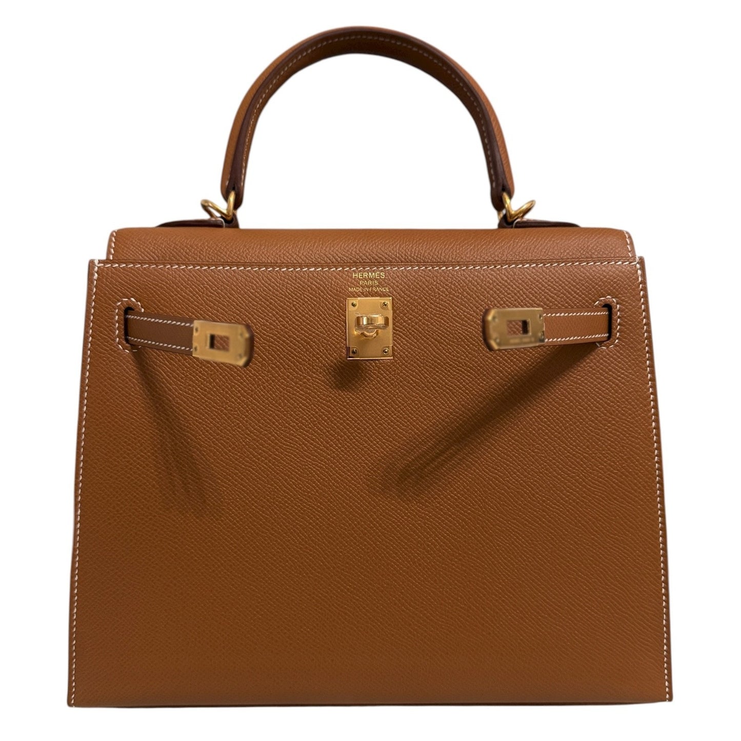 Hermes Kelly 25 Sellier Gold Tan Epsom Leather Gold Hardware