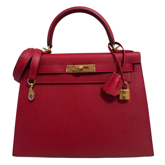 Hermes Kelly 28 Sellier Rouge Casaque Red Epsom Leather Gold Hardware