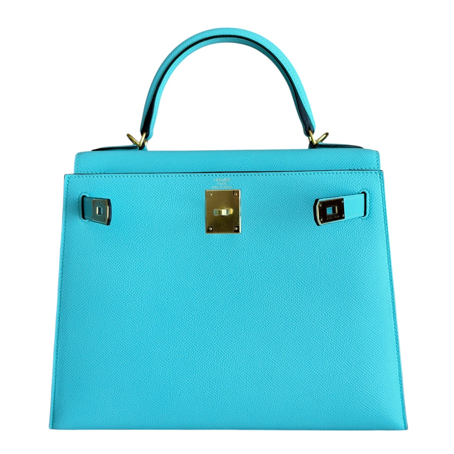 Hermes Kelly 28 Sellier Blue Atoll Epsom Leather Gold Hardware