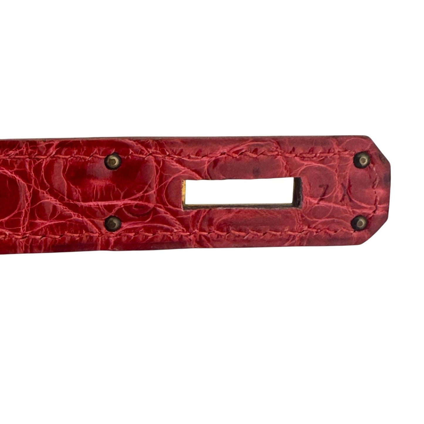 Hermes Kelly 28 Sellier Braise Red Porosus Crocodile Leather Gold Hardware