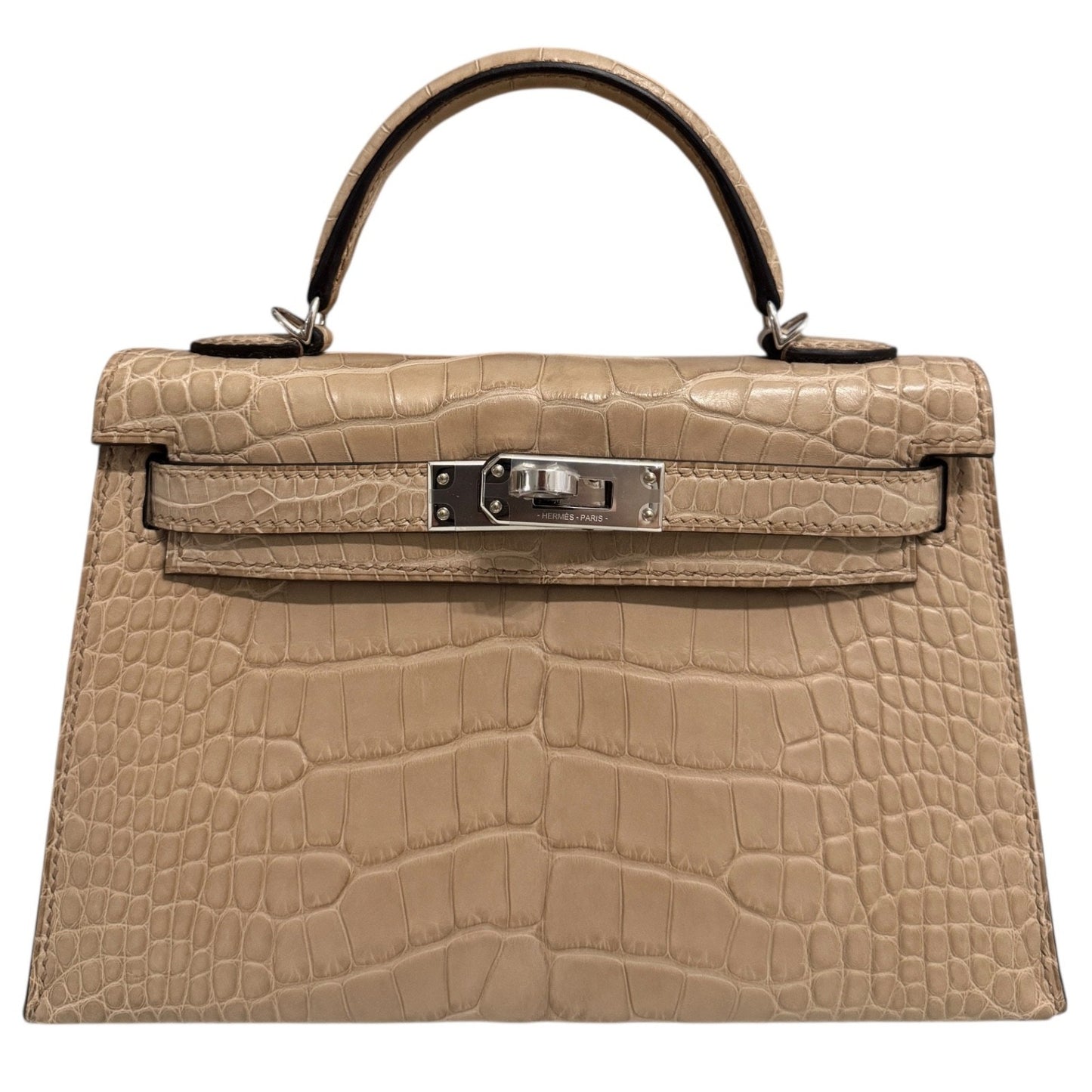 Hermes Kelly Mini 20 Matte Alligator Chai Tan Beige Palladium Hardware 2025