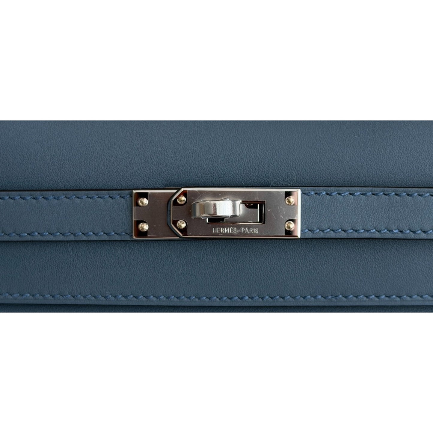 Hermes Kelly Mini Pochette Blue Tempete Leather Palladium Hardware NEW 2026 RARE