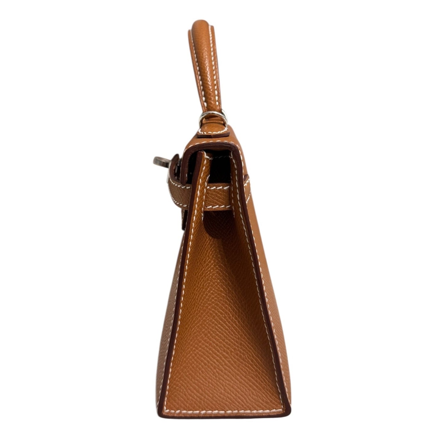 Hermes Kelly Mini 20 Gold Tan Epsom Leather 2 Shoulder Straps Palladium Hardware