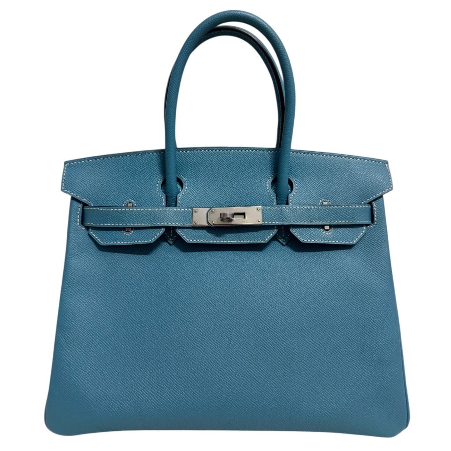 Hermes Birkin 30 Blue Jean Epsom Leather Palladium Hardware RARE