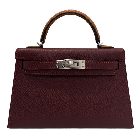 Hermes Mini Kelly Tri Color Rouge H Gold Bai Brun Epsom Palladium Hardware