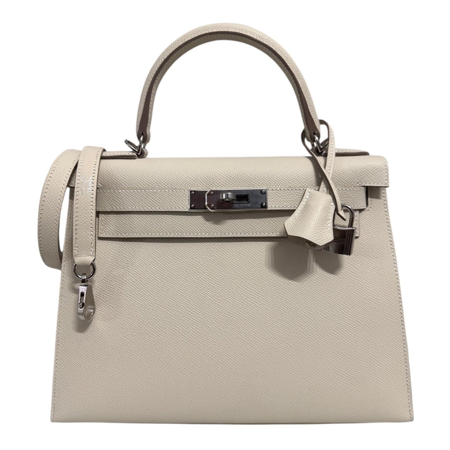 Hermes Kelly 28 Sellier Craie White Epsom Leather Palladium Hardware RARE