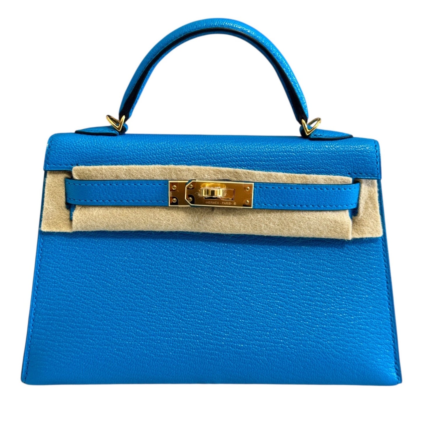 Hermes Kelly Mini 20 Blue Frida Chèvre Leather Palladium Hardware RARE