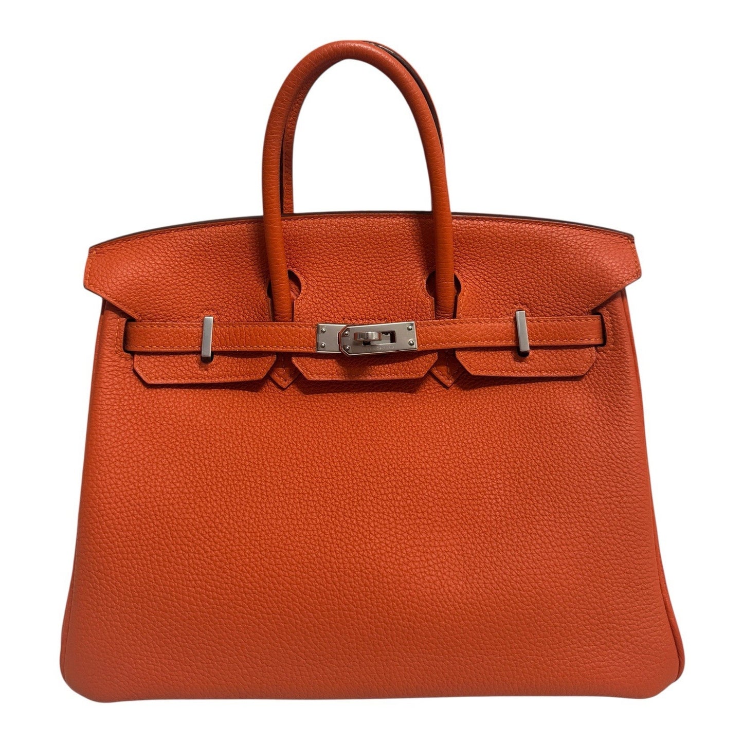 Hermes Birkin 25 Orange Togo Leather Palladium Hardware